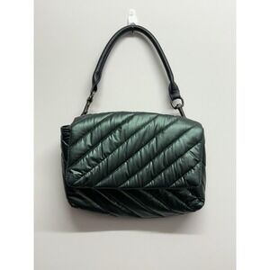 Think Royln Womens Metallic Snap Closure Puffer Shoulder Bag Handbag Green Purse